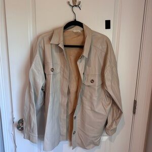 Women's Cream Leather Jacket